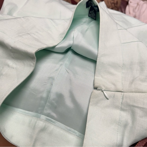 Ann Taylor Factory Mint Green Linen Cropped Wide Leg Pants, Fully Lined, 6 EUC - Picture 7 of 8